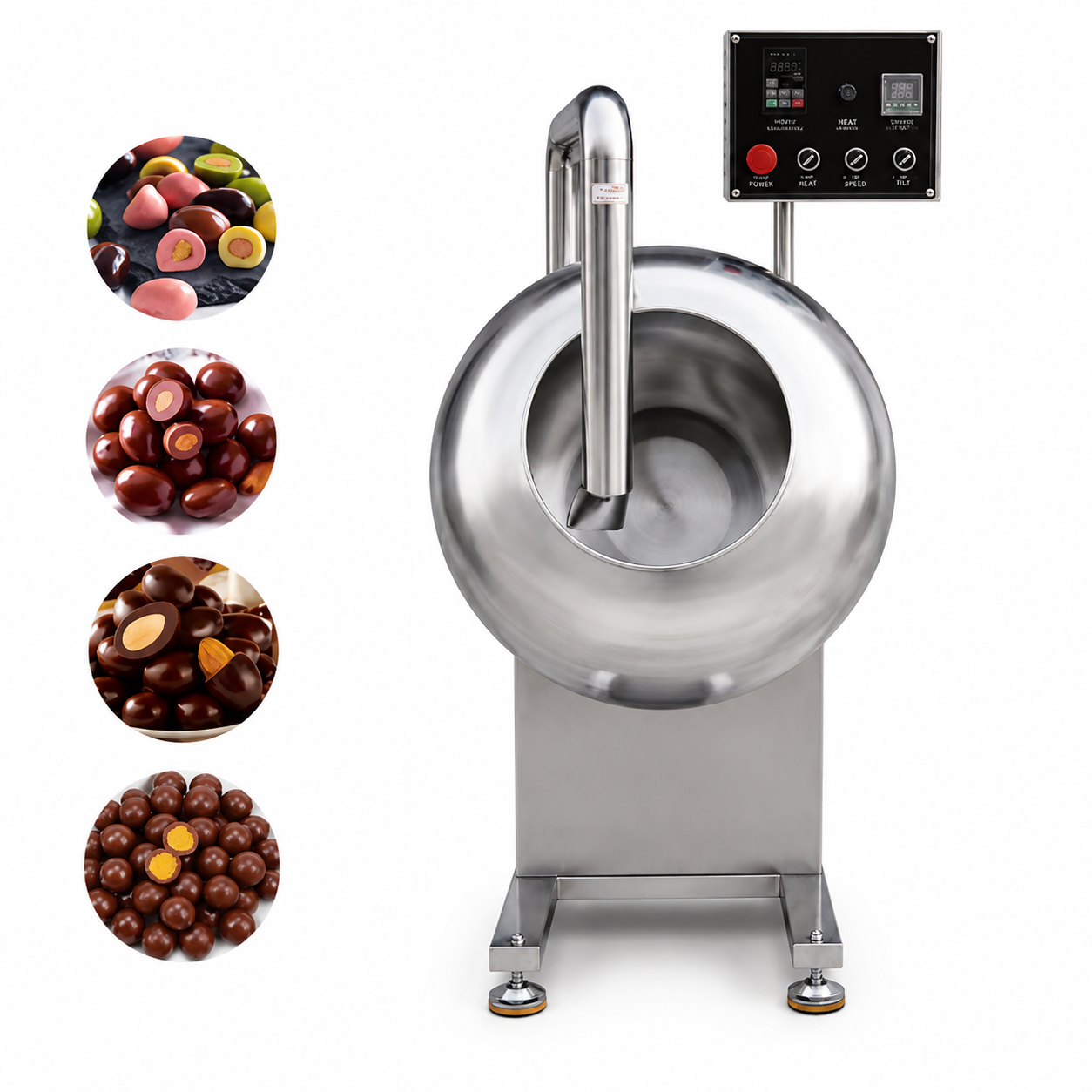 Automatic Chocolate Coating Pan Machine for Nuts, Candies & Chocolate Polishing | Stainless Steel BY Series