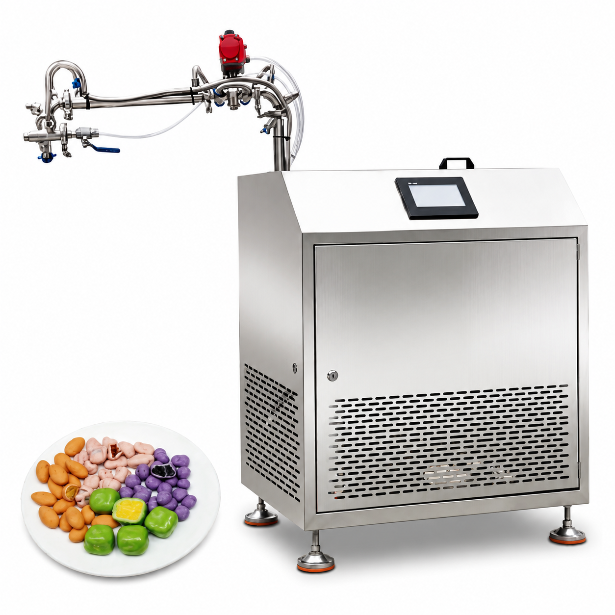 100L Automatic Chocolate Spraying Machine for Food Production Lines | Stainless Steel Coating System with Uniform Spray Control