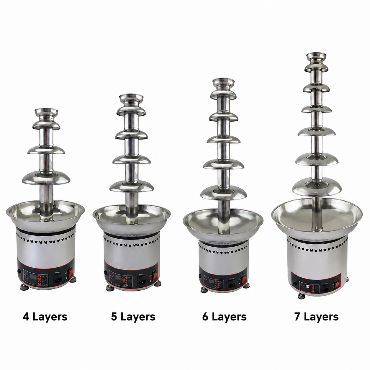 Commercial Chocolate Fountain Machine for Events & Dessert Shops – Stainless Steel 4/5/6/7 Layers Chocolate Dispenser