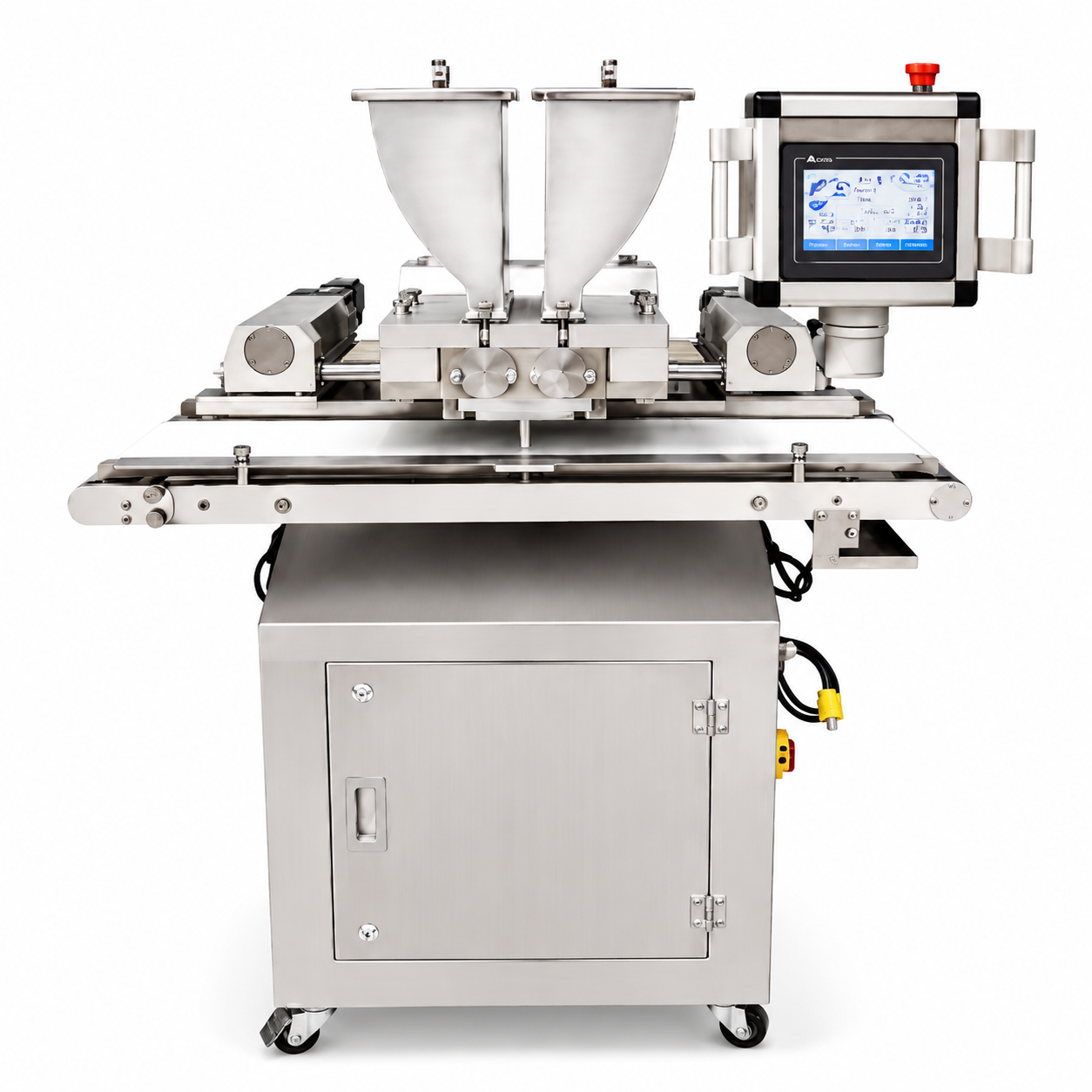 Small Filled Chocolate Depositing Machine with PLC Control for Pralines, Truffles & Chocolate Center Filling Production