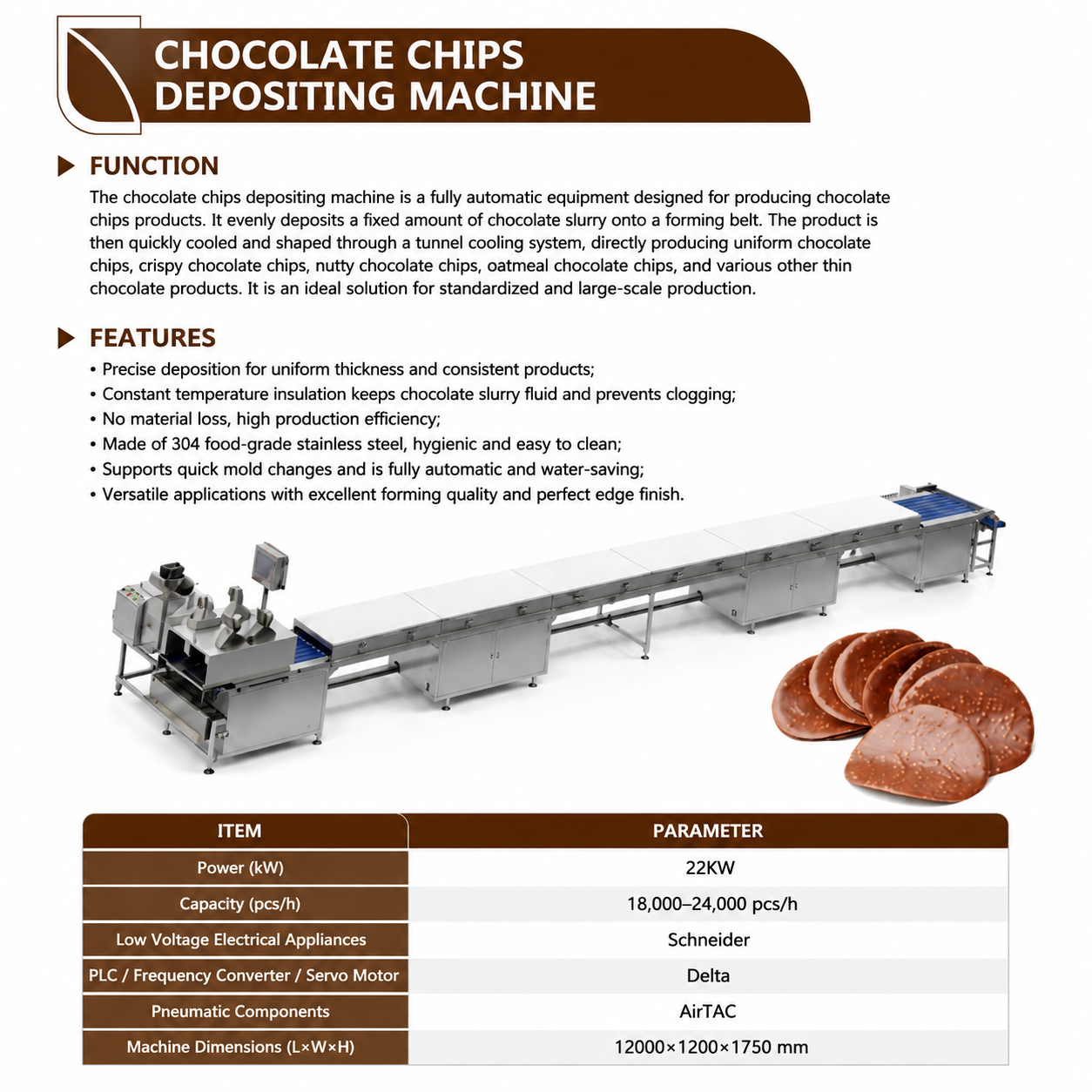 Automatic Potato Chips Depositing Machine for Chocolate Coated Chips Production Line