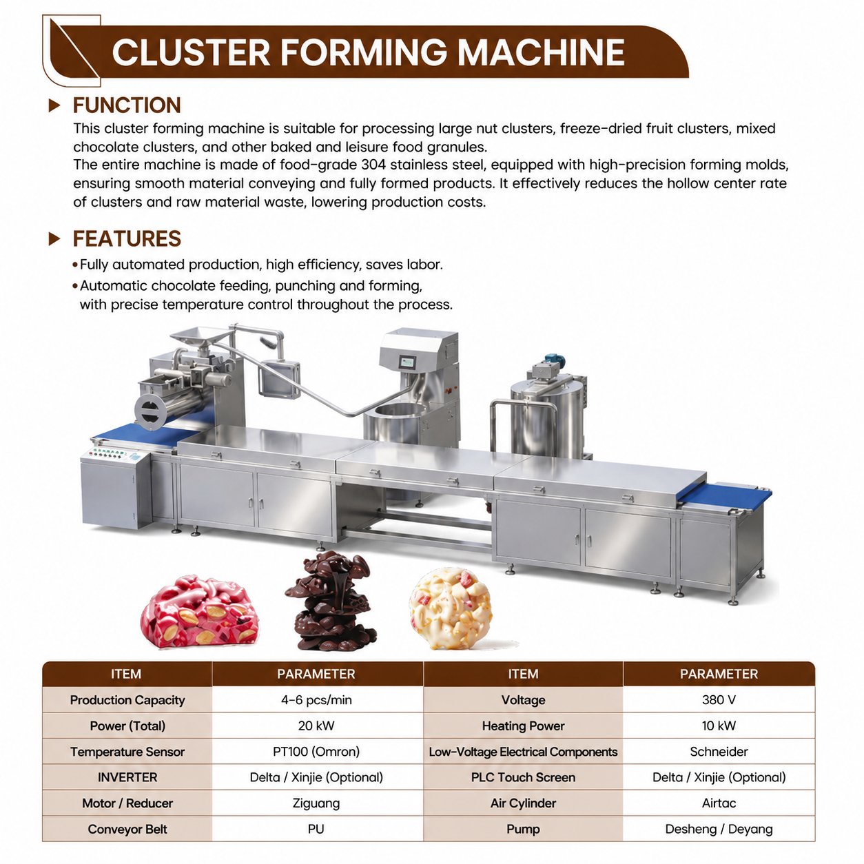 Automatic Cluster Forming Machine for Chocolate, Nut & Fruit Clusters | High Precision Food Forming Equipment